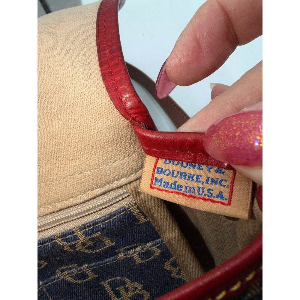 Dooney & Bourke Vintage Monogram Denim Leather Crossbody Bag Blue Red J92050 - Picture 14 of 15